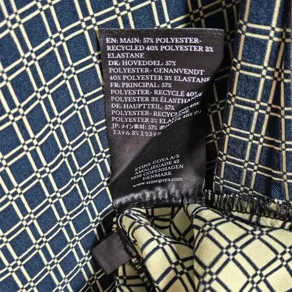 Stine Goya Mavelin Midi Dress Small 916 Grid Stretch Blue Check Puff Sleeve - Picture 11 of 12